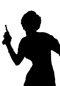 Silhouette of a woman with a gun