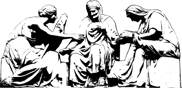 The three Moirai, relief, grave of Alexander von der Mark by Johann Gottfried Schadow (Old National Gallery, Berlin)