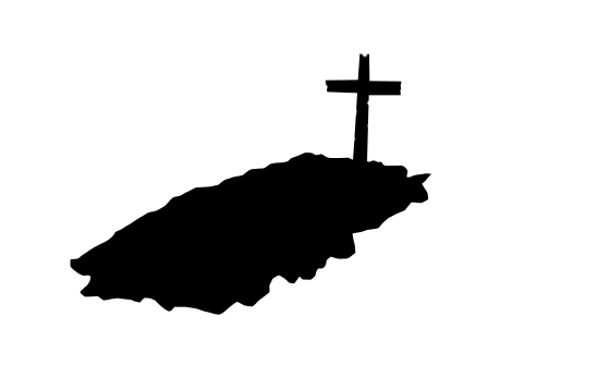 Silhouette of a grave with a cross