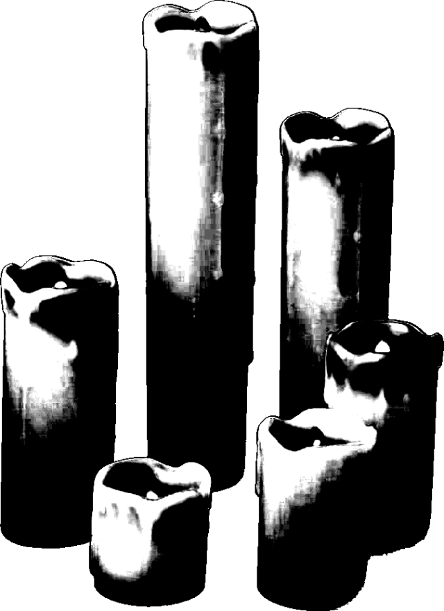 6 candles, with wax dripping from them