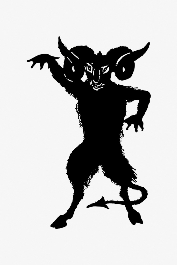 Black and white devil silhouette