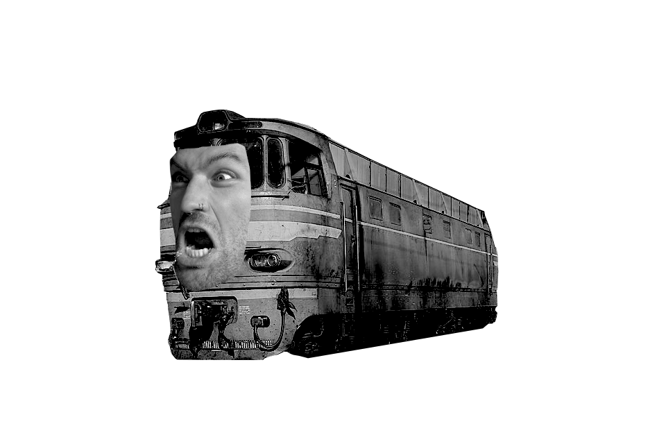 a diesel engine with a yelling human face